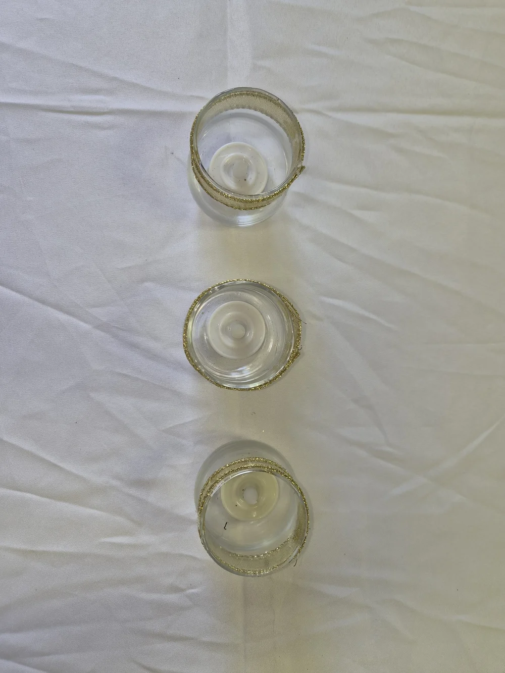 Gold Rim Glass Tea Light LED Holder Set